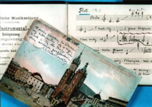 Z archiwum M. Karłowicza - fragment kompozycji i pozdrowienia z Krakowa z 1905 r.