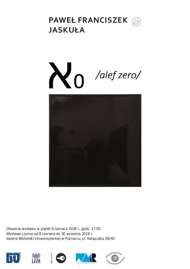 Plakat wystawy Alef zero jaskula