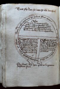 "Mappa mundi" Izydora z Sewilli w kodeksie Jakuba z Kowalewic, ok. 1478 r.