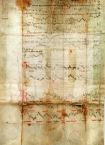 "Et in terra..."/fragment pergaminowy wielogłosowej mszy/ XIV/XV wiek.
