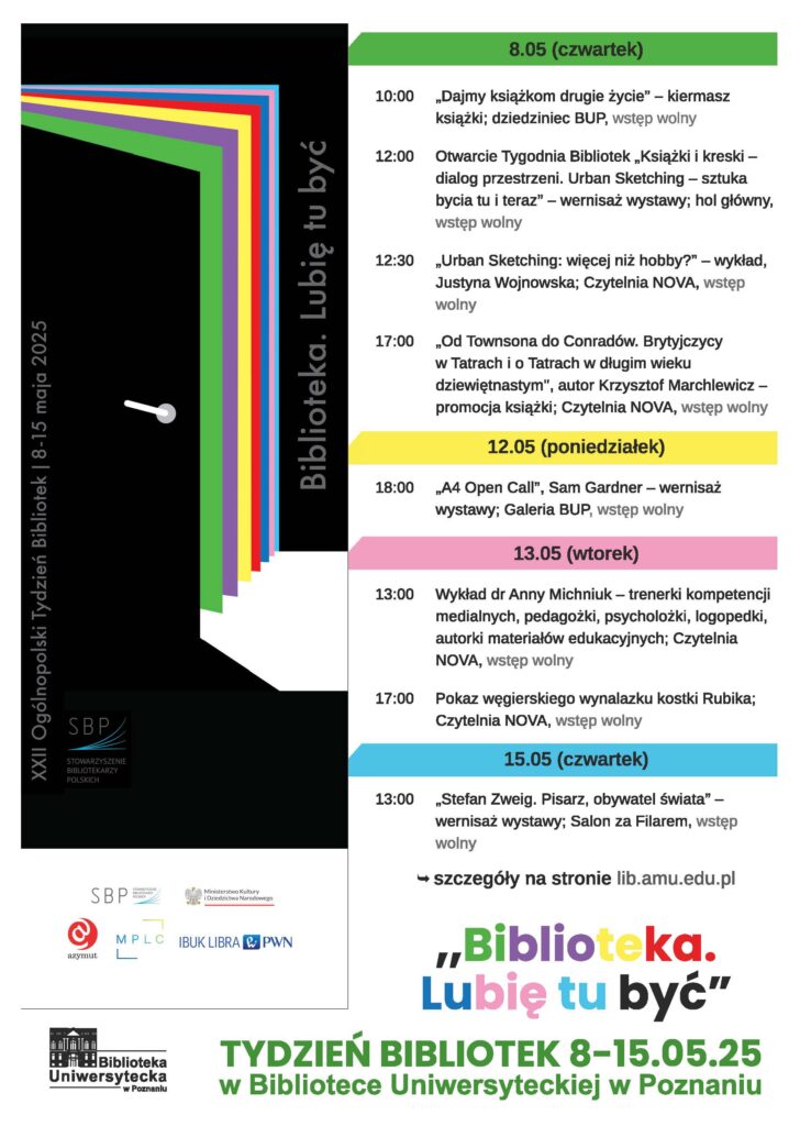 Plakat z programem Tygodnia Bibliotek