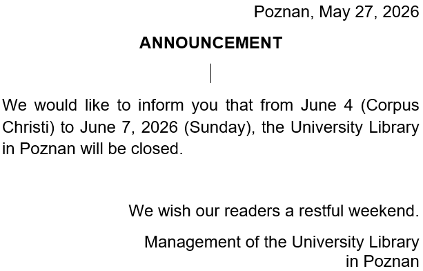 ANNOUNCEMENT